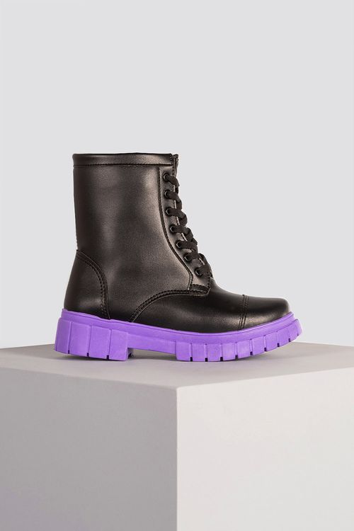 Bota Coturno Tratorada Cano Curto Menina Infantil Colors