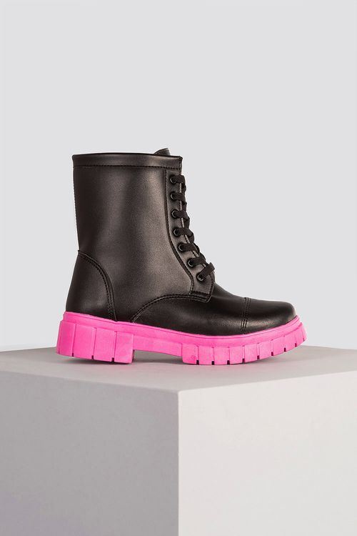 Bota Coturno Tratorada Cano Curto Menina Infantil Colors