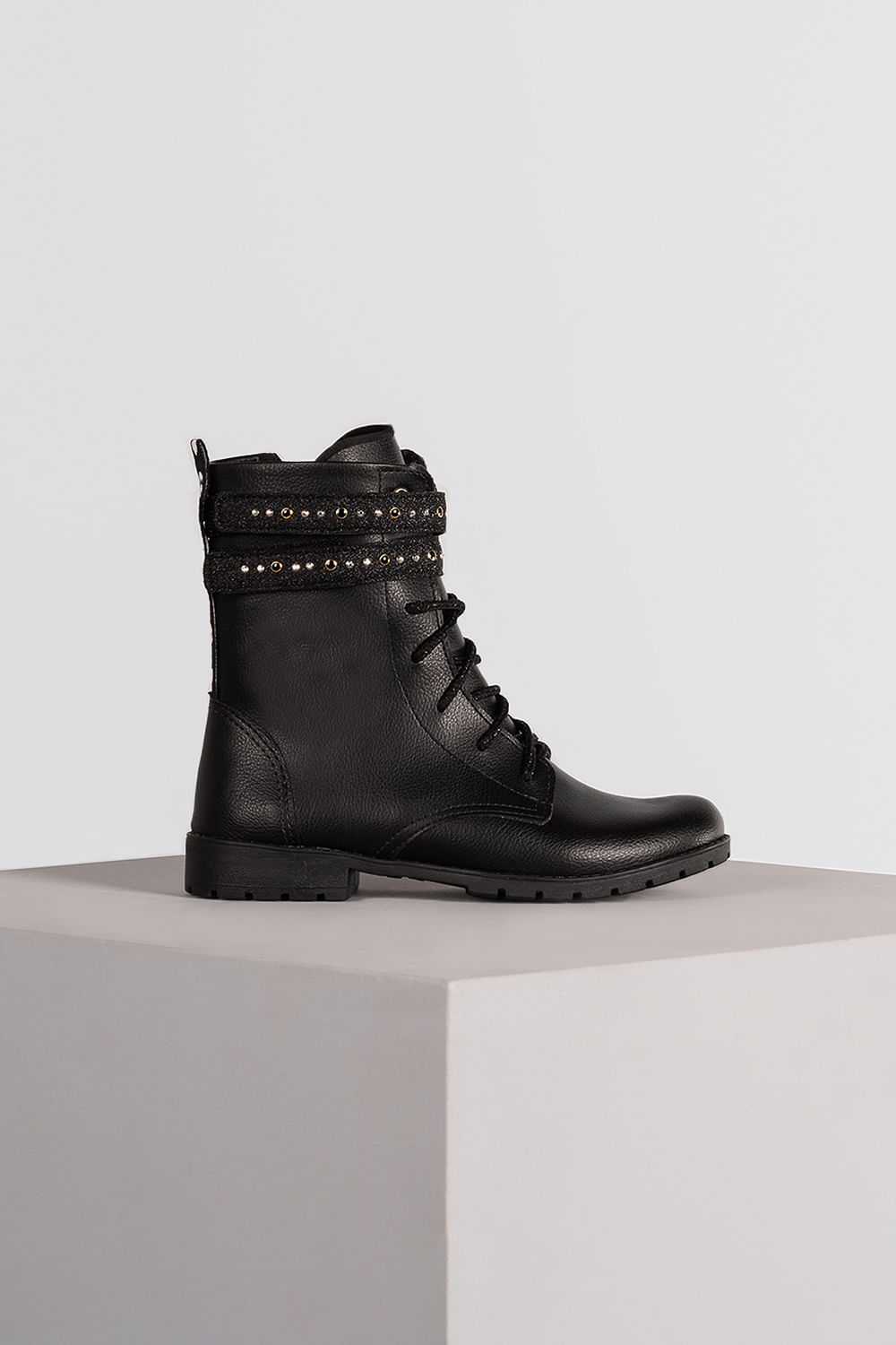 Bota Coturno Infantil Cano Curto Pampili Ivy - PRETO