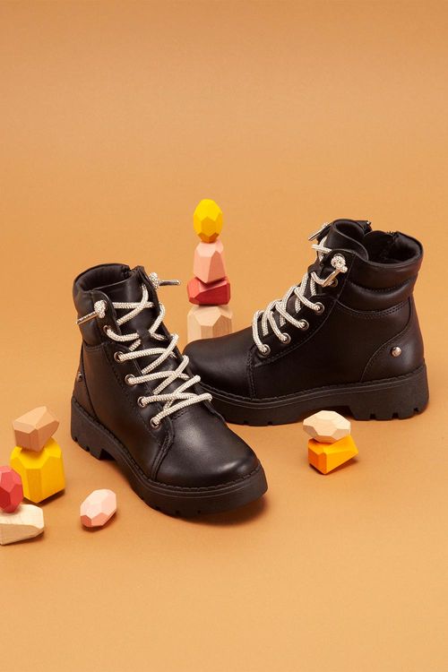 Bota Infantil Coturno Cano Curto Pink Cats Perky